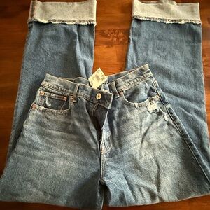 American Eagle Outfitters cuffed Blue Flare & Wide Leg Jeans